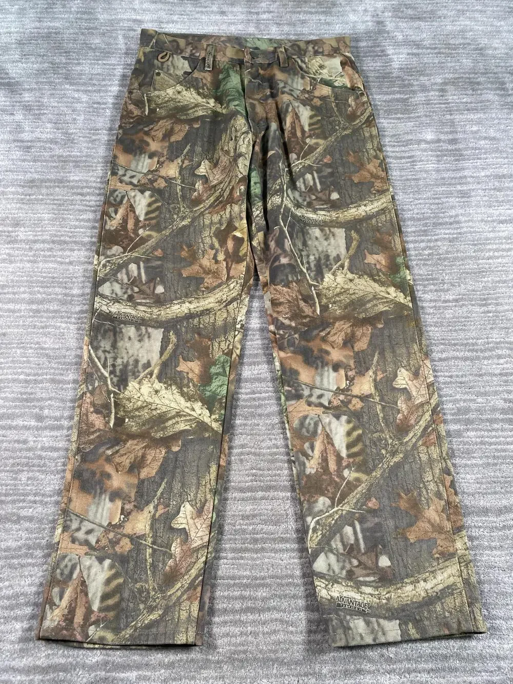 Wrangler Pants Mens 32x30 Brown Advantage Timber Camo 5 Pocket Hunting USA